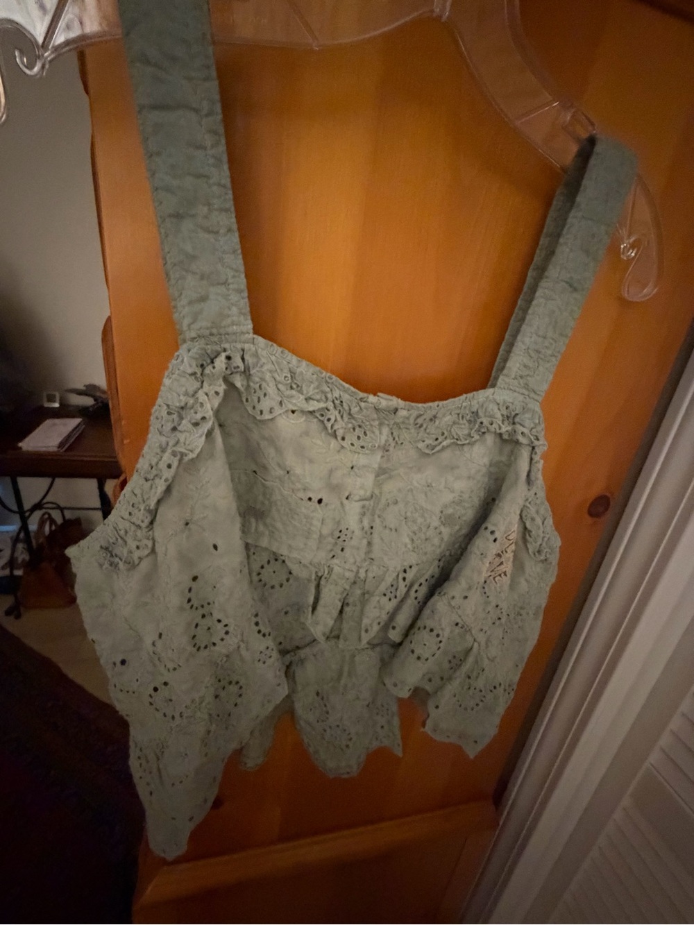 Magnolia Pearl Sage Eyelet Ruffle Tank